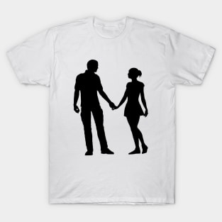 Eternal Embrace - Romantic Silhouette Couple T-Shirt